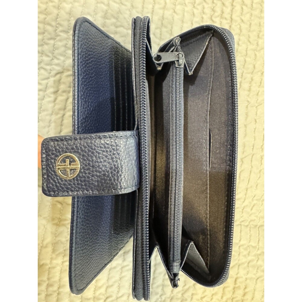 Giani Bernini Blue Genuine Leather Folding Wallet, New soft core zipper logo - Picture 14 of 16